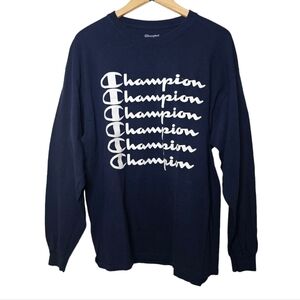 Champion Navy Multi Text Graphic Tee Size 1XL
